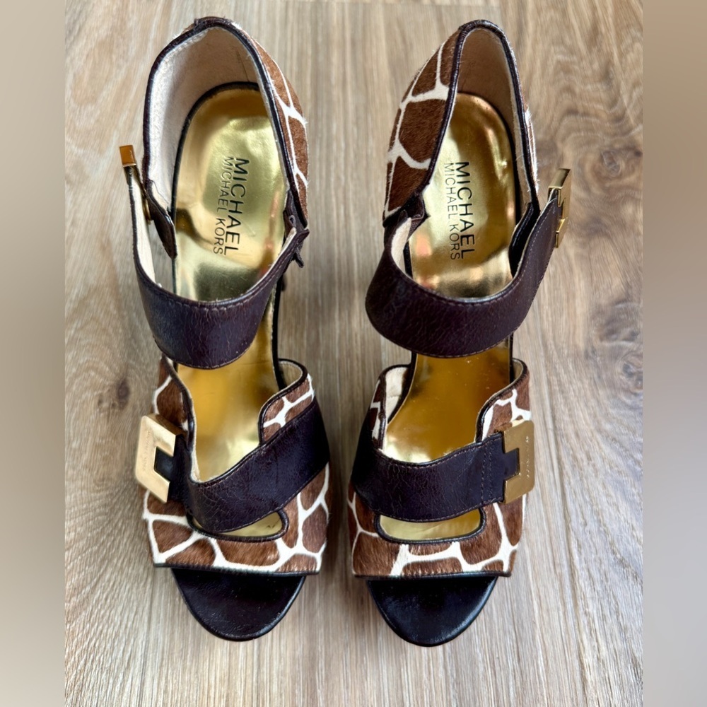 MICHAEL KORS Giraffe Print Haircalf Leather Platform Heels - Picture 3 of 8